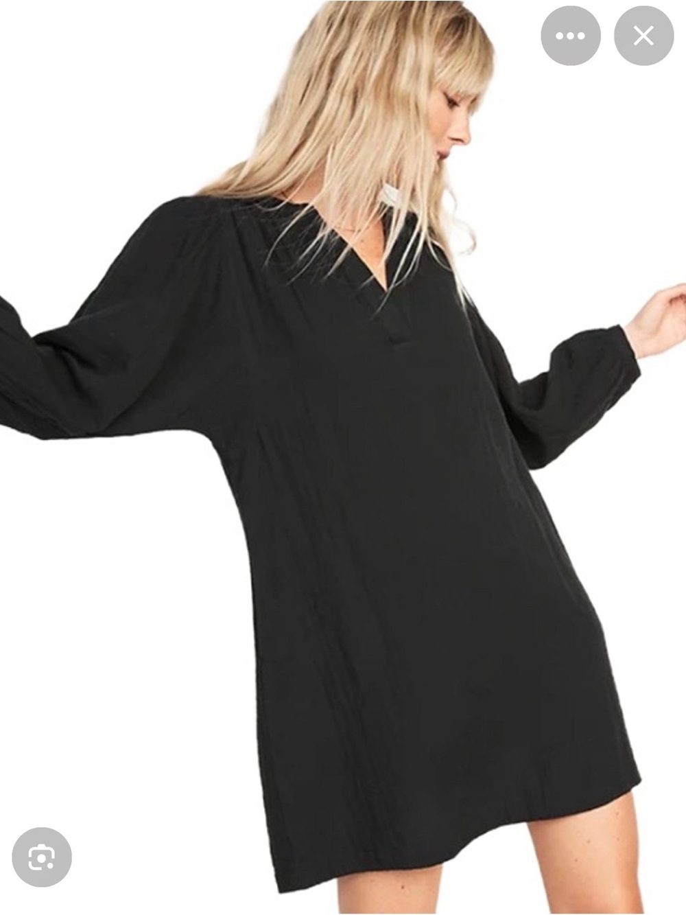 Old Navy Black Long Sleeve Gauzy Mini Shift Dress With Pockets, SZ. M Tall